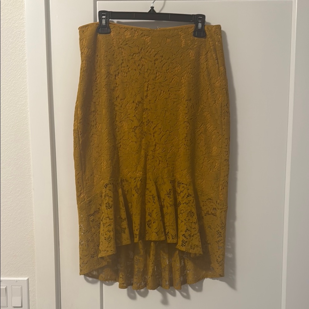 Gold High-Low Pencil Midi Skirt for Cocktail